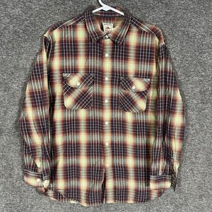 Surf Pendleton Shirt Mens Medium Red Plaid Flannel Long Sleeve Button Casual